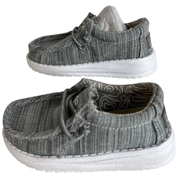 Hey Dude Wally Toddler Shoes Linen Stone Gray Slip On Size K6 M New In Box - Picture 3 of 14